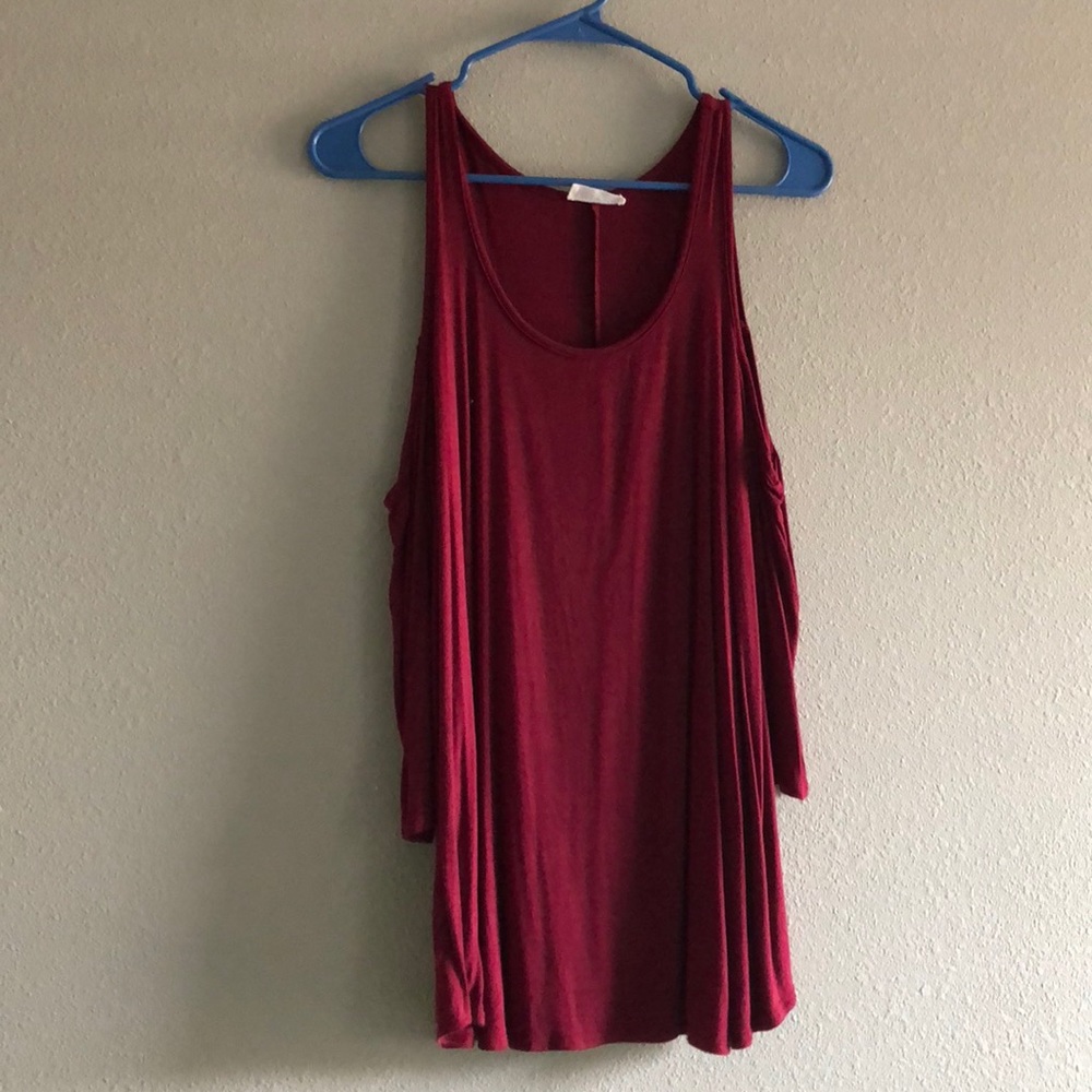 Red Open-Shoulder Top